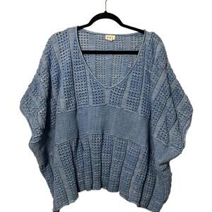 POL Blue Oversized Crochet Sweater Size Large